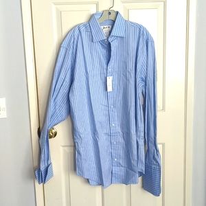 Blue striped 100% cotton button down shirt